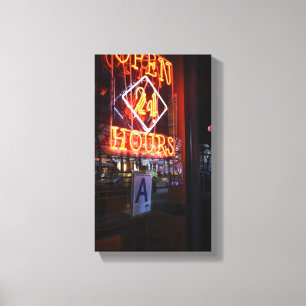 Toile Open 24 Heures Neon Diner Sign New York City NYC