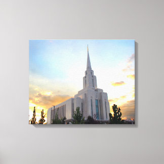 Toile Oquirh Mountain LDS temple utah mormon coucher de