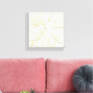 Toile Or floral doré en gras Ligne artistique minimalist