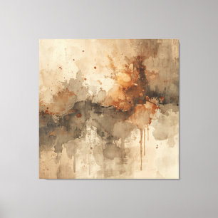 Toile Orange Brûlé Ambre Marron Gris Noir Abstrait