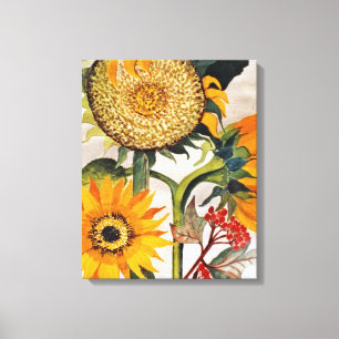 Toile Orange Jaune Graine Tournesol Art