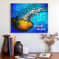 Orange Jellyfish Blue Ocean Aller Avec Le Flux Bol