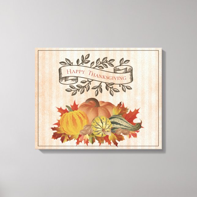 Toile Orange Thanksgiving Citrouilles et Squash (Recto)
