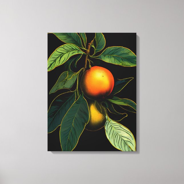 Toile Oranges frappantes sur un Arrière - plan noir (Recto)