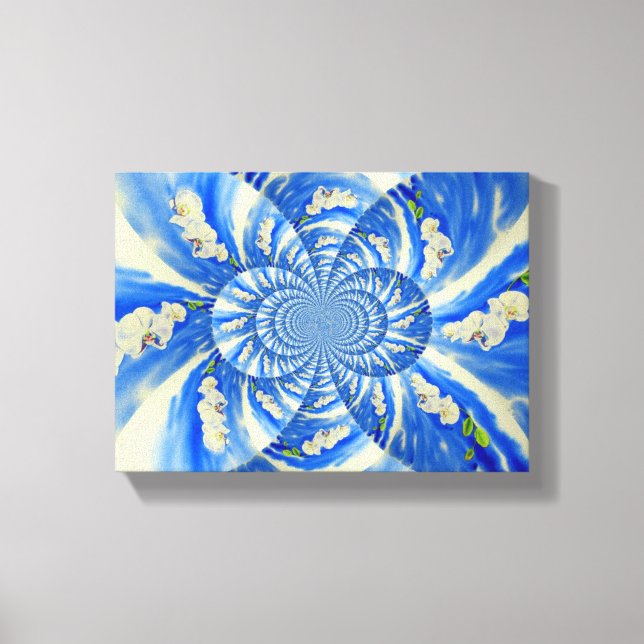 Toile Orchidée aquarelle peinture, Nuages Mandala (Recto)