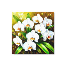 Orchidées blanches avec feuilles vertes