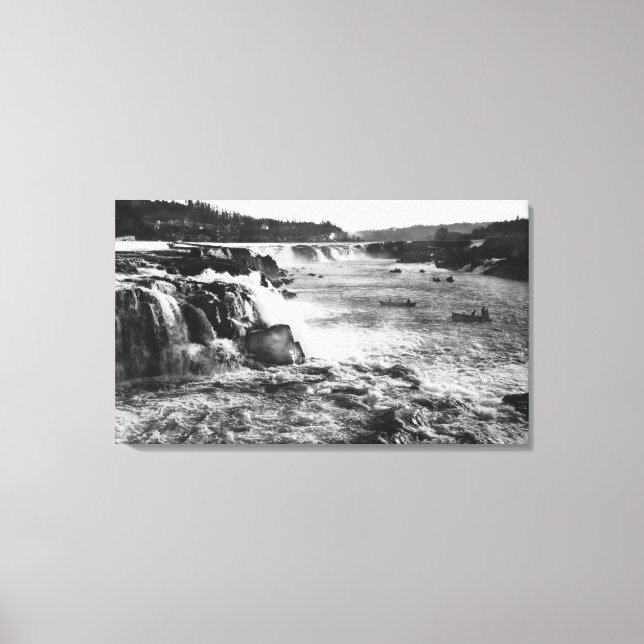 Toile Oregon City, OU pêche Saumon sur Willamette (Recto)