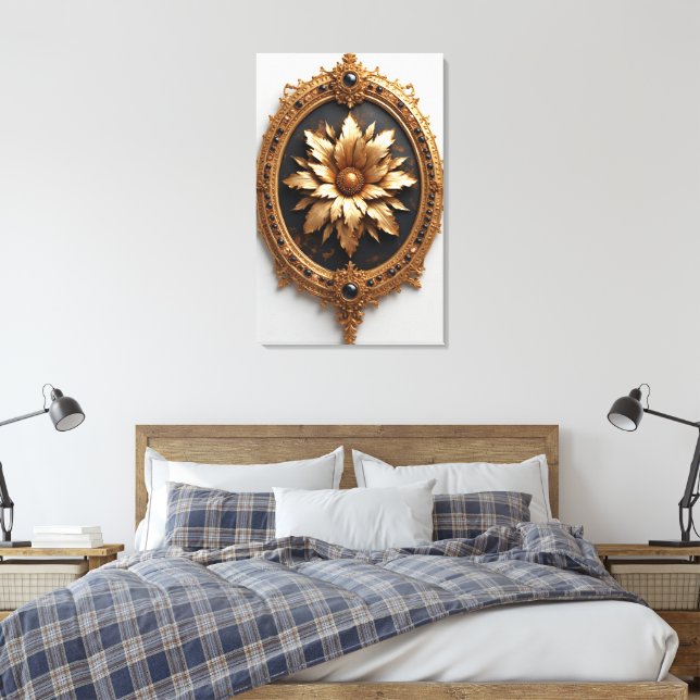 Toile Ornate Gold Frame With Large Metallic Flower Medal (Insitu(Chambre))
