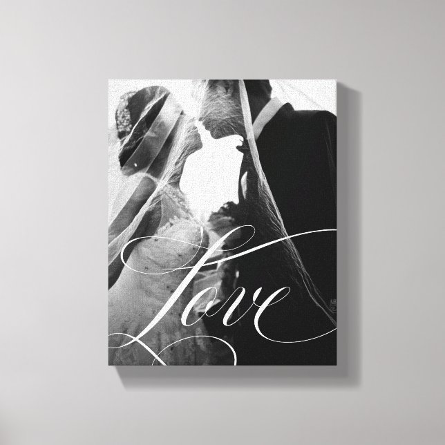 Toile Ornate Love | Élégante calligraphie avec votre pho (Recto)