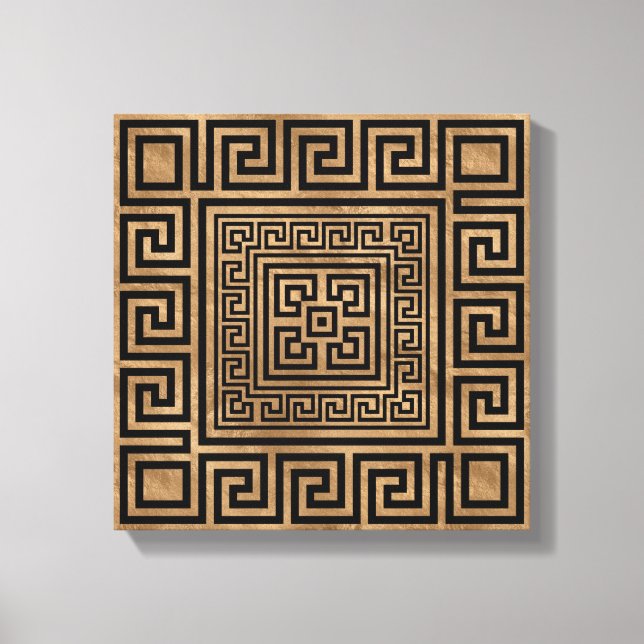 Toile Ornement de clé grecque - Meandre grecque -Noir su (Recto)