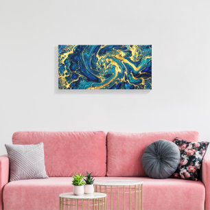 Toile Orpailleur Acrylique Abstraite Bleu Profond de Mer