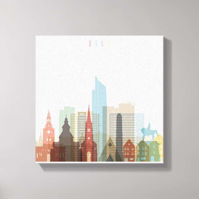 Toile Oslo, Norvège | Ville Skyline (Recto)