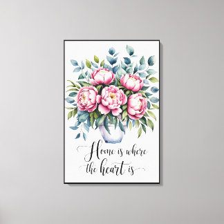 Toile Où réside l'amour : Citation florale délicate