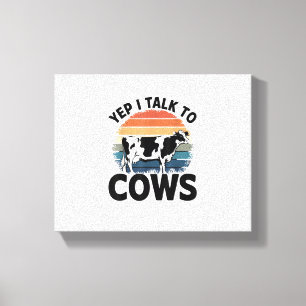 Toile Oui Je Parle Aux Vaches Drôle Vintage Producteur V
