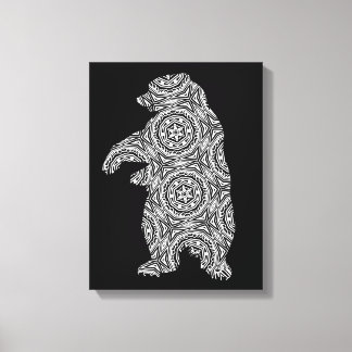 Toile Ours animal blanc noir Art géométrique