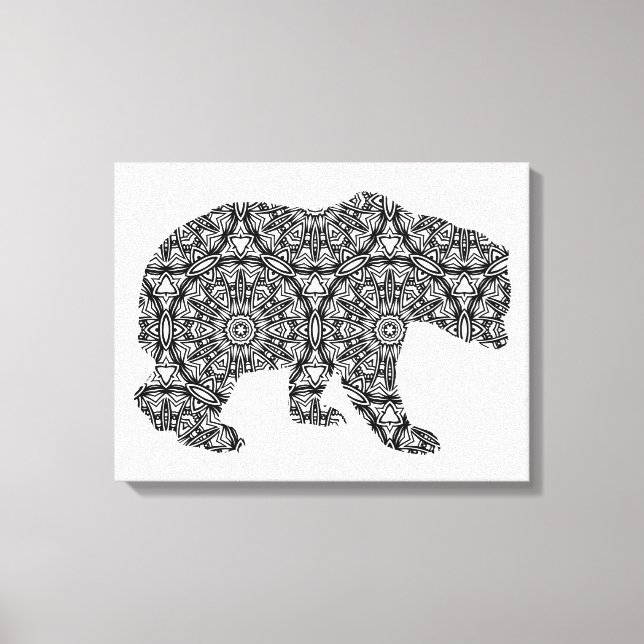 Toile Ours animal simple Art géométrique (Recto)