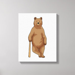 Toile Ours au baseball avec batte de baseball