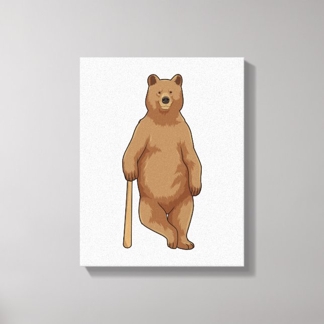 Toile Ours au baseball avec batte de baseball (Recto)