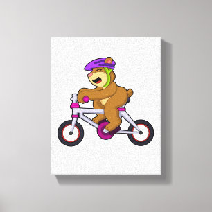 Toile Ours avec vélo et casque