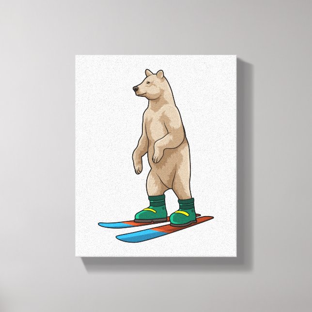 Toile Ours comme skieur avec ski (Recto)