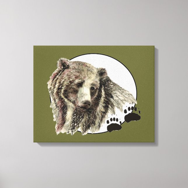 Toile Ours d'aquarelle avec traces Animal (Recto)