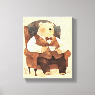 Toile Ours en peluche décoration scandinave pour chambre