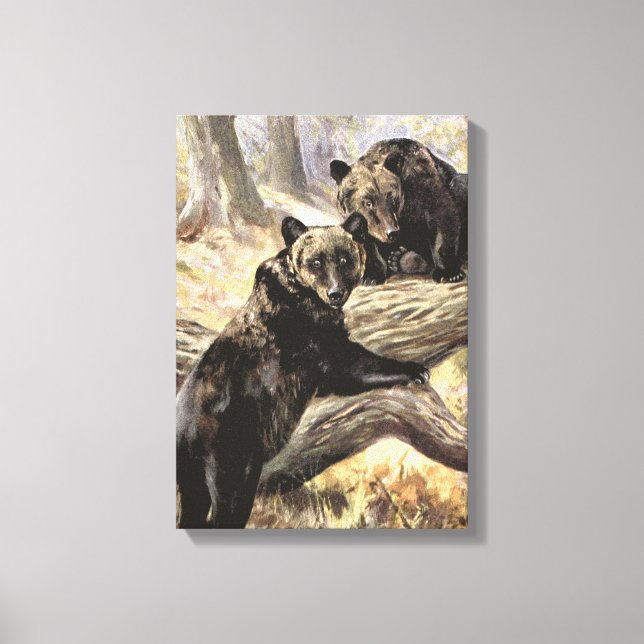 Toile Ours grizzlis par CE Swan, Animaux forestiers Vint (Recto)