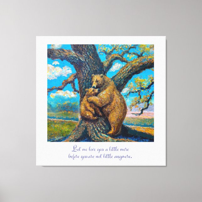 Toile Ours maman avec peinture à l'huile bébé sur grande (Recto)