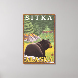 Toile Ours noir en forêt - Sitka, Alaska