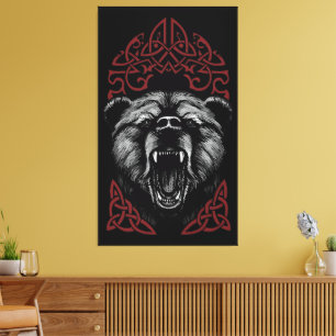 Toile Ours Viking Rugissant