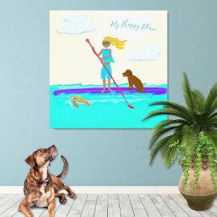 Toile Paddleboard SUP Happy Place Wall Canvas