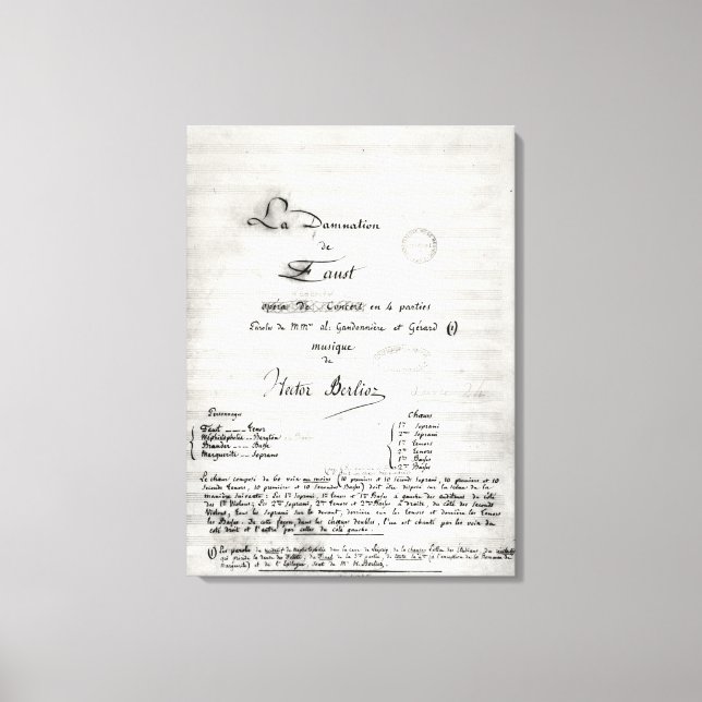 Toile Page de titre 'La Damnation de Faust' (Recto)