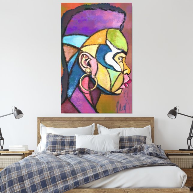 Toile Painted Art African Man Canvas Print (Insitu(Chambre))