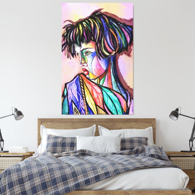 Toile Painted Art Lady Canvas Print (Insitu(Chambre))