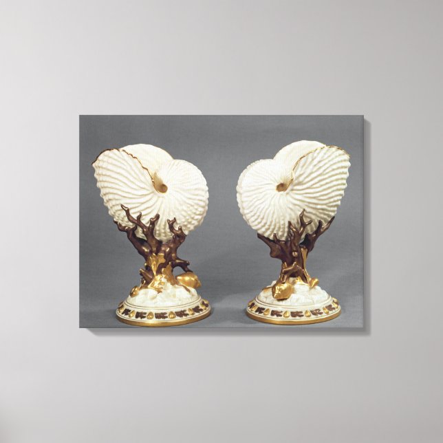 Toile Paire de vases Worcester en forme de Nautilus (Recto)