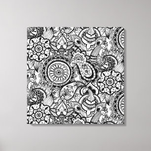 Toile Paisley floral noir