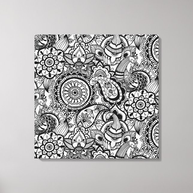 Toile Paisley floral noir (Recto)