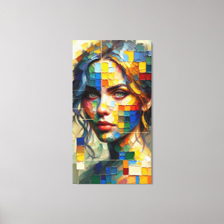 Toile Palette Portrait: Chromatic Gaze Canvas