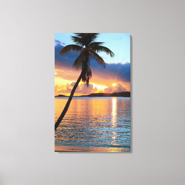 Toile Palm Tree and Caribbean Sunset Sky, St. Thomas (Recto)