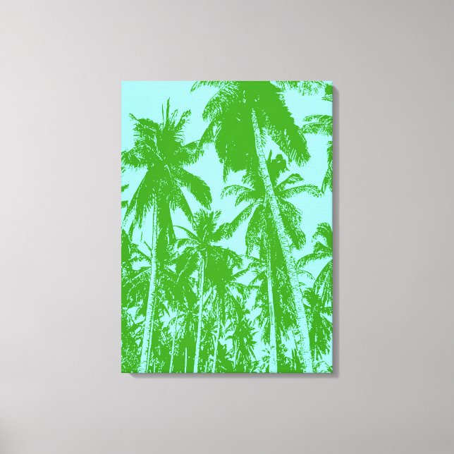Toile Palmiers en vert et bleu (Recto)