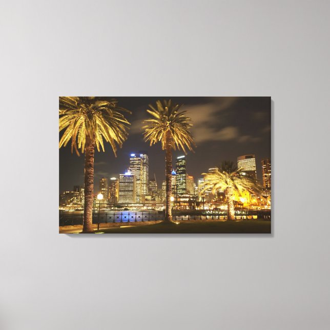 Toile Palmiers et CBD à la nuit, Sydney, Nouveau-Sud (Recto)