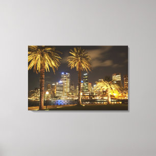 Toile Palmiers et CBD à la nuit, Sydney, Nouveau-Sud