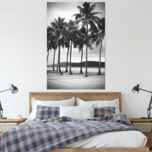 Toile Palmiers sur la plage Gonzaga, Santos, Brésil