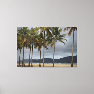 Toile Palmiers sur la plage Gonzaga, Santos, Brésil