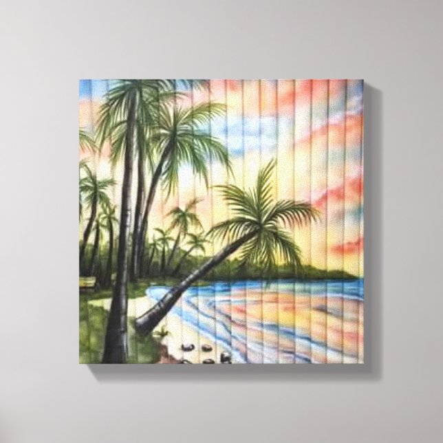 TOILE PALMIERS TROPICAUX AVEUGLES DE PLAGE (Recto)