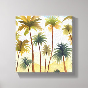 Toile Palmiers Tropicaux Peinture Aquarelle de Plage