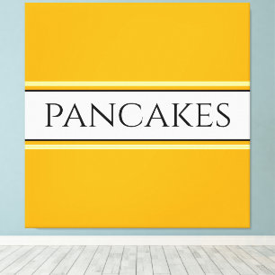 Toile PANCAKES Texte brillant rayures blanches orange do