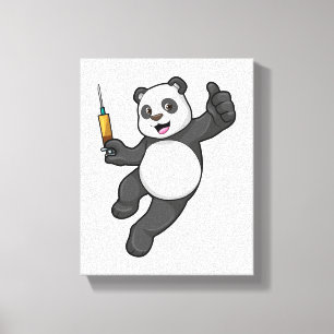 Toile Panda à la vaccination avec seringue