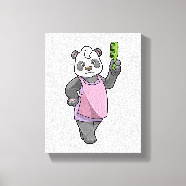 Toile Panda comme coiffeur avec peigne (Recto)