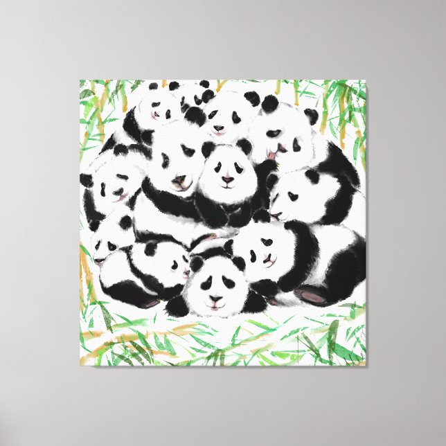 Toile Pandas Family Canvas Print - Peinture (Recto)